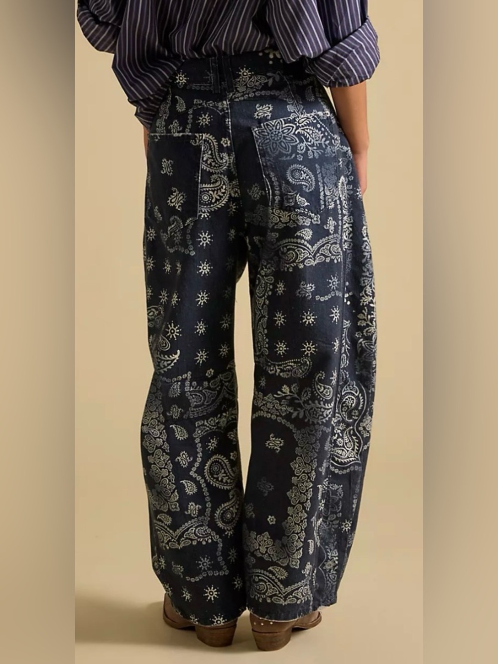 Free People We the Free Printed Good Luck Barrel Jeans - Picture 4 of 12